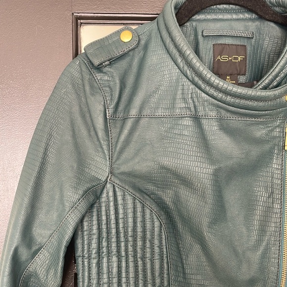 ASOS Teal Leather Jacket for Women - Picture 4 of 10